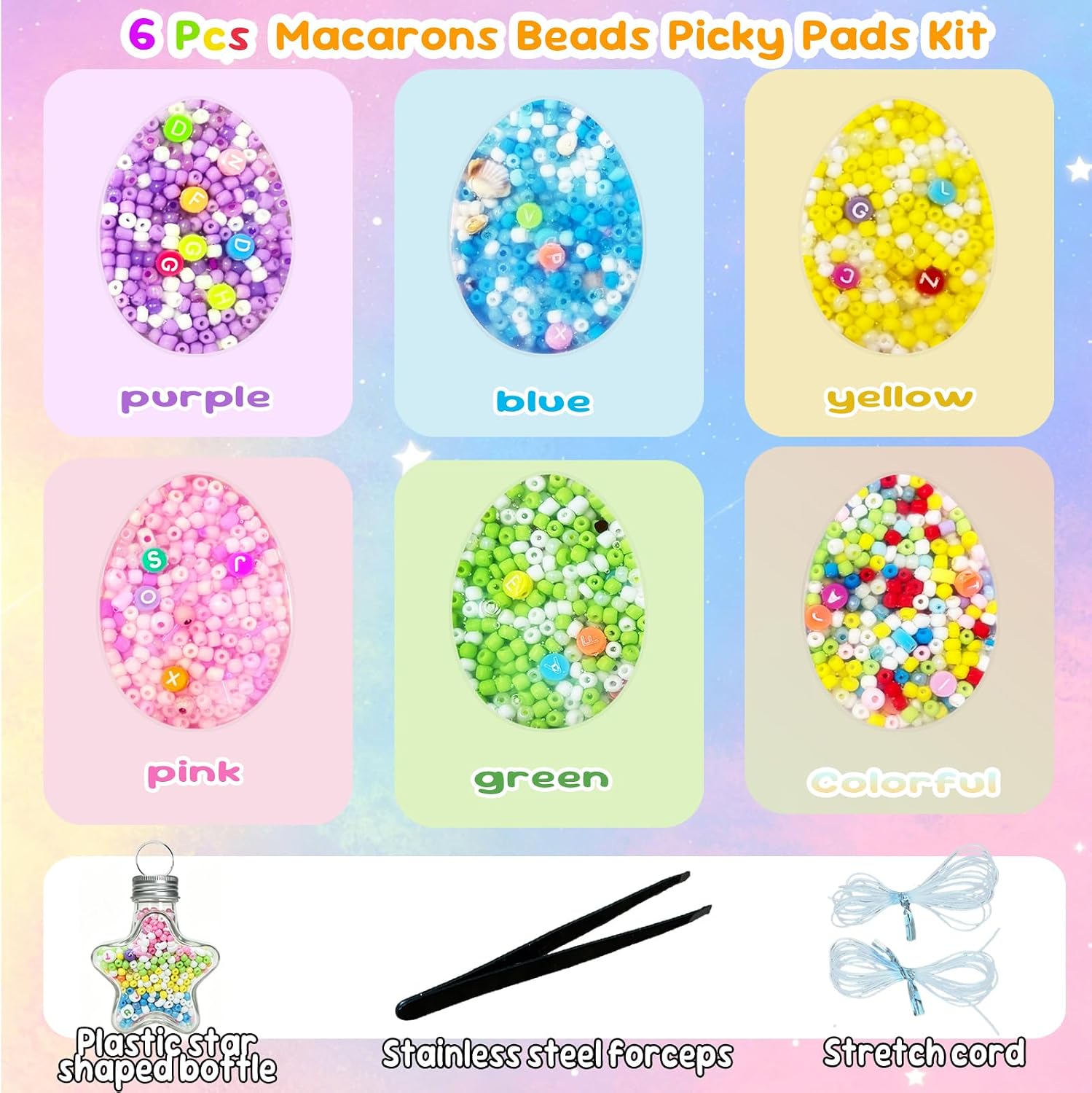 6 Pack Skin Picky Fidget Pads, Fidget Picking Pads, Skin Picking Pad DIY Bracelet Stocking Stuffers for ADHD , Relax Gift for Xmas Halloween Birthday Party (7.5cm / 2.75 inch) image 3
