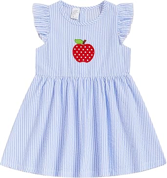 Toddler Baby Girl Dress Summer Sleeveless Stripe Rainbow Embroidered Dress Little Girls Clothes Outfit