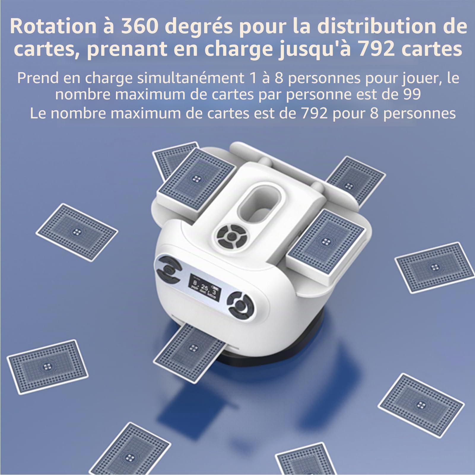 Elprico Magasin Automatique de Cartes et Concessionnaire, Machine de Shuffler de Carte Rechargeable et Programmable avec Une Opération Silencieuse pour Le Poker, Le Pont et Les Jeux