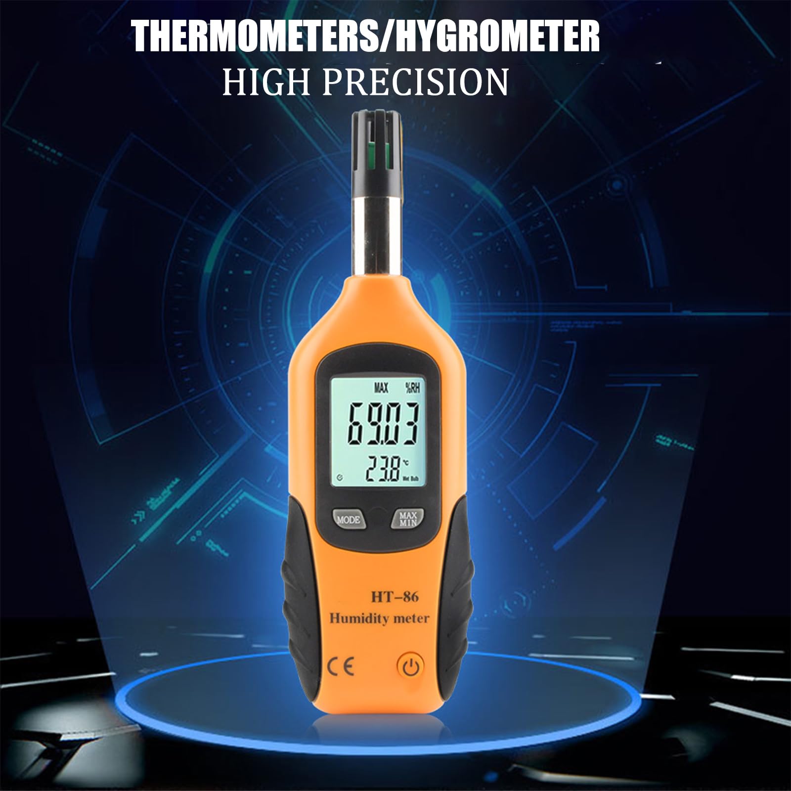 Thermo-Hygromètre Numérique Akozon HT-86 - Mesure Précise Température, Humidité, Point De Rosée Et Bulbe Humide