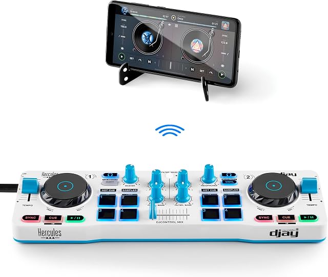 Hercules 4780955 DJControl Mix Blue Edition  bezprzewodowy kontroler DJ z technologii Bluetooth do smartfonów