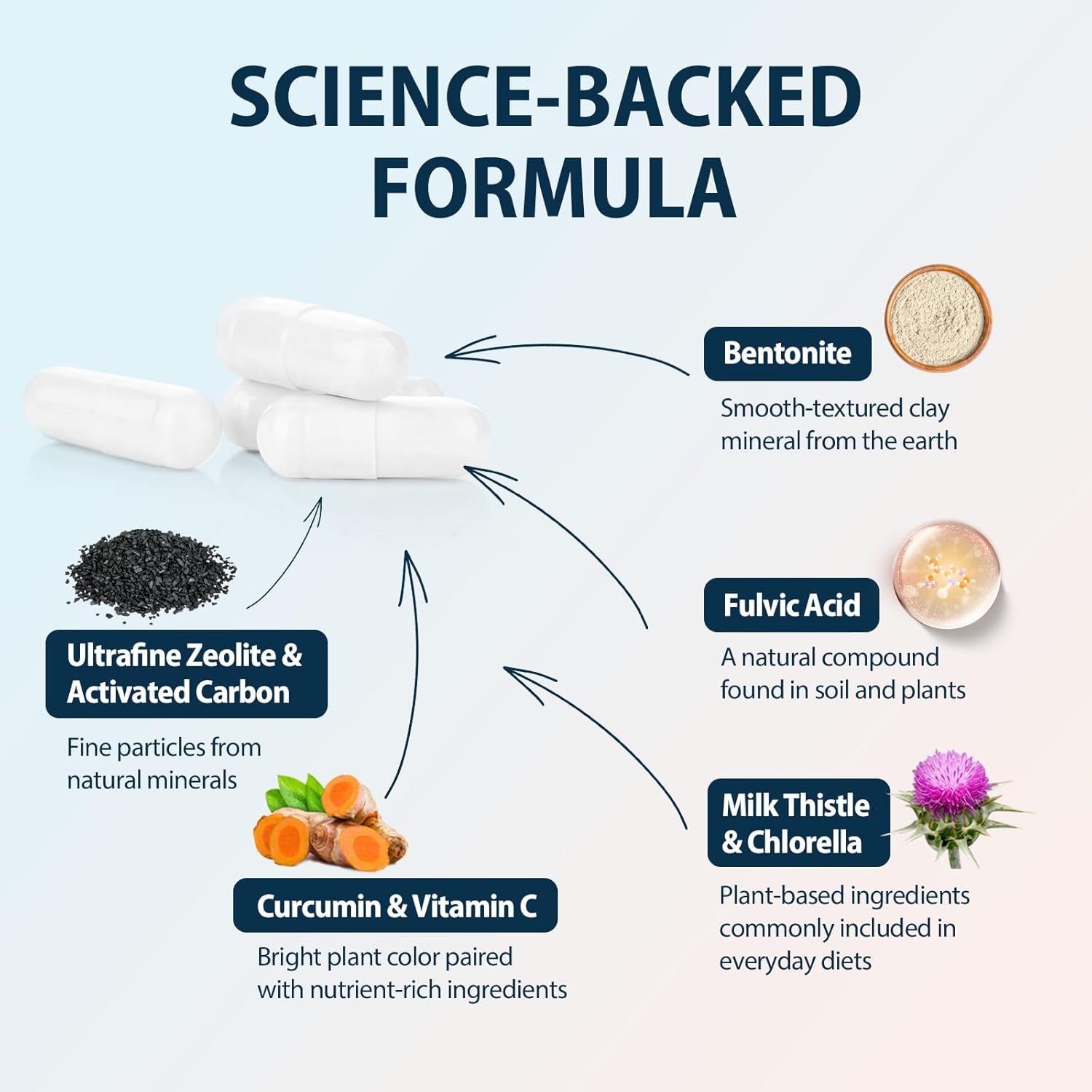 2300 MG Zeolite Detox Capsules - Activated Charcoal & Bentonite Clay, Highly Absorbable Full Body, Liver & Gut Cleanse, Zeolite Clinoptilolite(90 Capsules) - Image 4