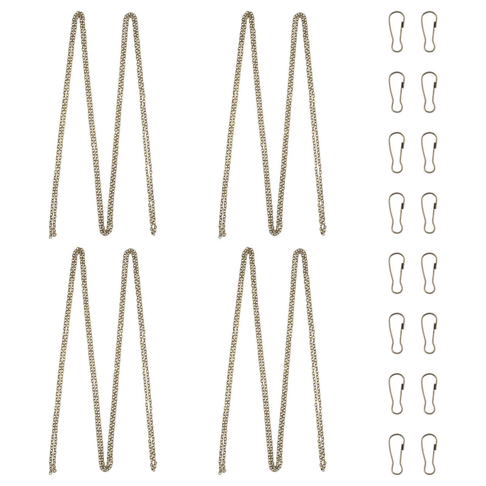 UFURMATE Picture Hanging Kit with 4Pcs 3M Picture Hanging Chains & 16Pcs Hooks, Heavy Duty Metal Display Chain for Photo Frames Artworks Mirror(Bronze)