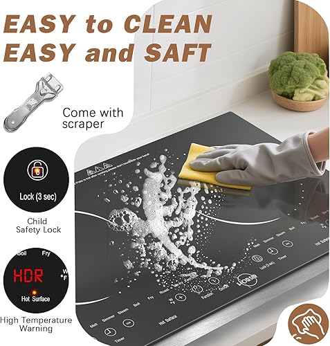 Miniatura 7 de Hobsir Hob Estufa eléctrica de 2 quemadores de 110 V, doble estufa eléctrica, encimera de 24 pulgadas y estufa eléctrica integrada con enchufe,