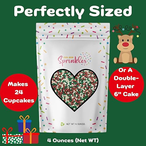 Miniatura 8 de COOL MOM SPRINKLES Mezcla de chispas blancas de Navidad Nonpareils 4 onzas  Aspersor temático para decorar pasteles magdalenas galletas y postres