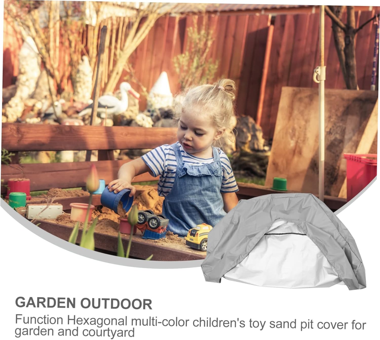 1 Pc Cover Kids Hexagon Sandbox Pit Keep Child Sandbox Liner with Cover s Outdoor Rain for Fabric Round 190t Oxford Cloth Grey