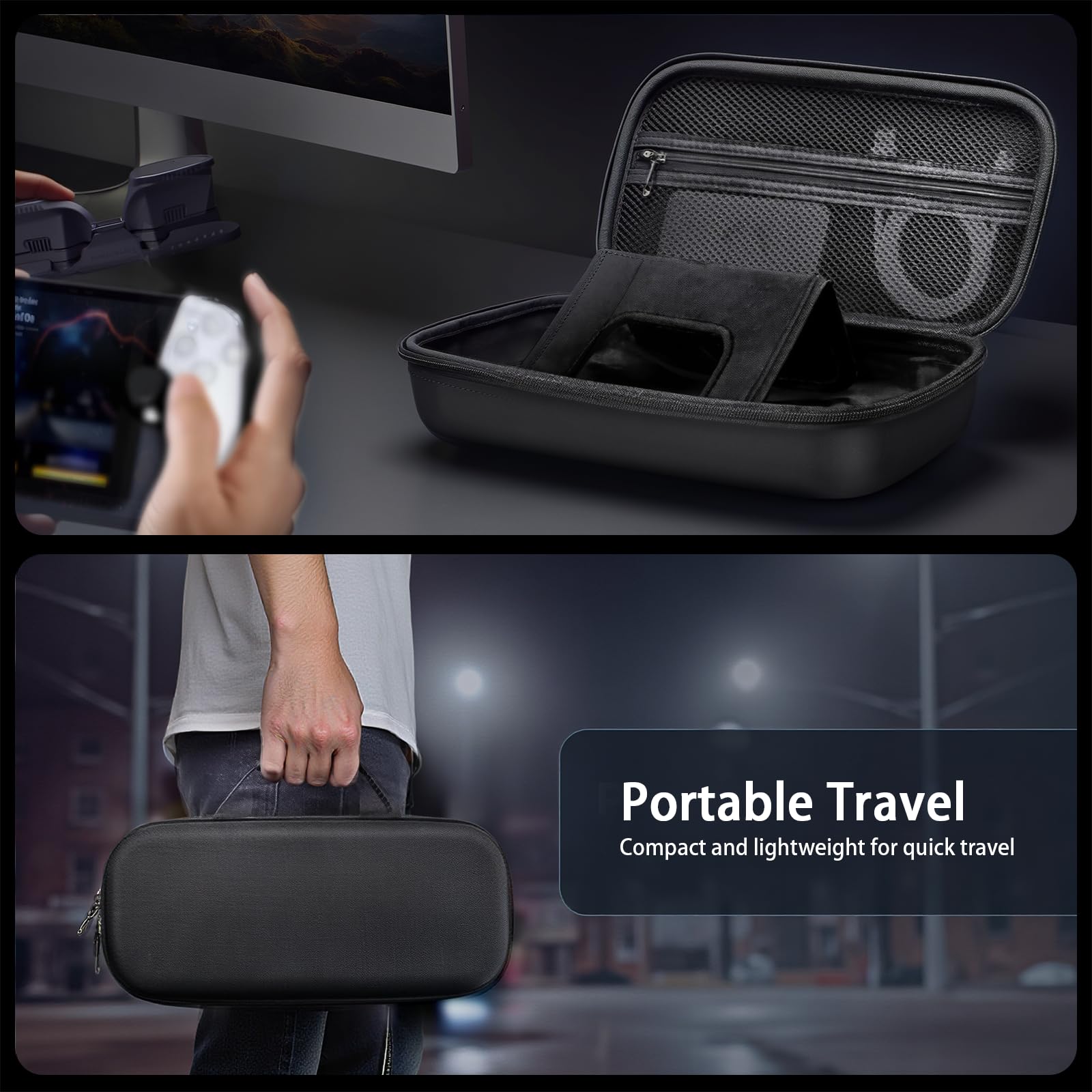 Buithafu Étui de Transport 8-1 pour PlayStation Portal, Accessoire de Voyage Portable, Comprenant Étui Rigide, Coque de Protection Transparente, 2 Protections d'Écran, 4 Grips de Joystick en Silicone