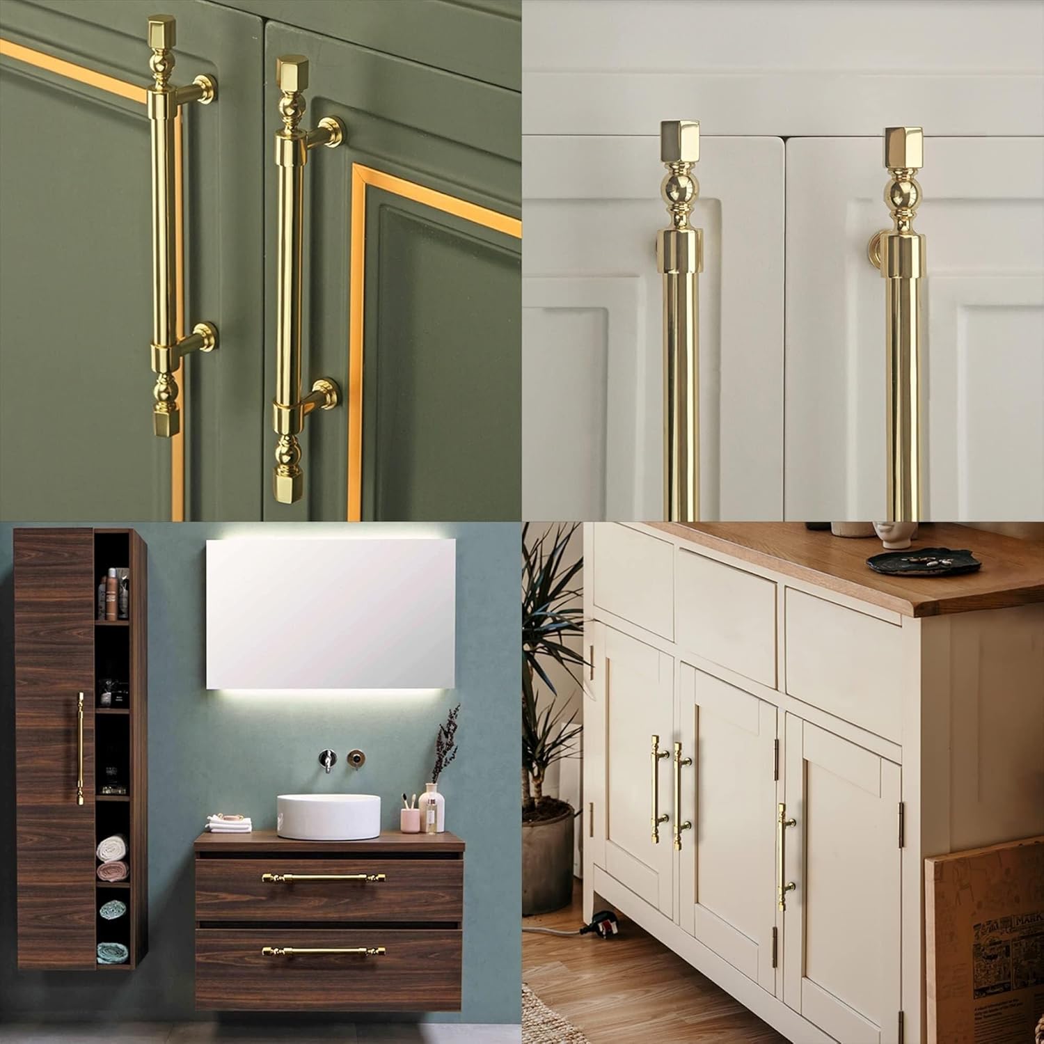 Cabinet Pulls,6 Pcs Bright Color Brass Cabinet Handles 128mm Hole Centers Light Luxury Drawer Pulls,with Screws for Kitchen,Dresser,Bathroom,Furniture Door(Size:Hole Spacing 320mm)