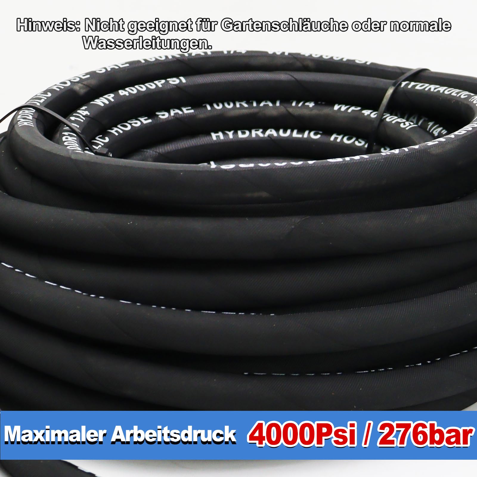 20 m Hochdruckreiniger Schlauch M22 x 1,5, 276 bar Hochdruckreiniger Verlängerungsschlauch, Gummischlauch mit Stahlgeflecht, knickfester Hochdruck-Ersatzschlauch mit M22x1,5 mm männlicher Verbinder