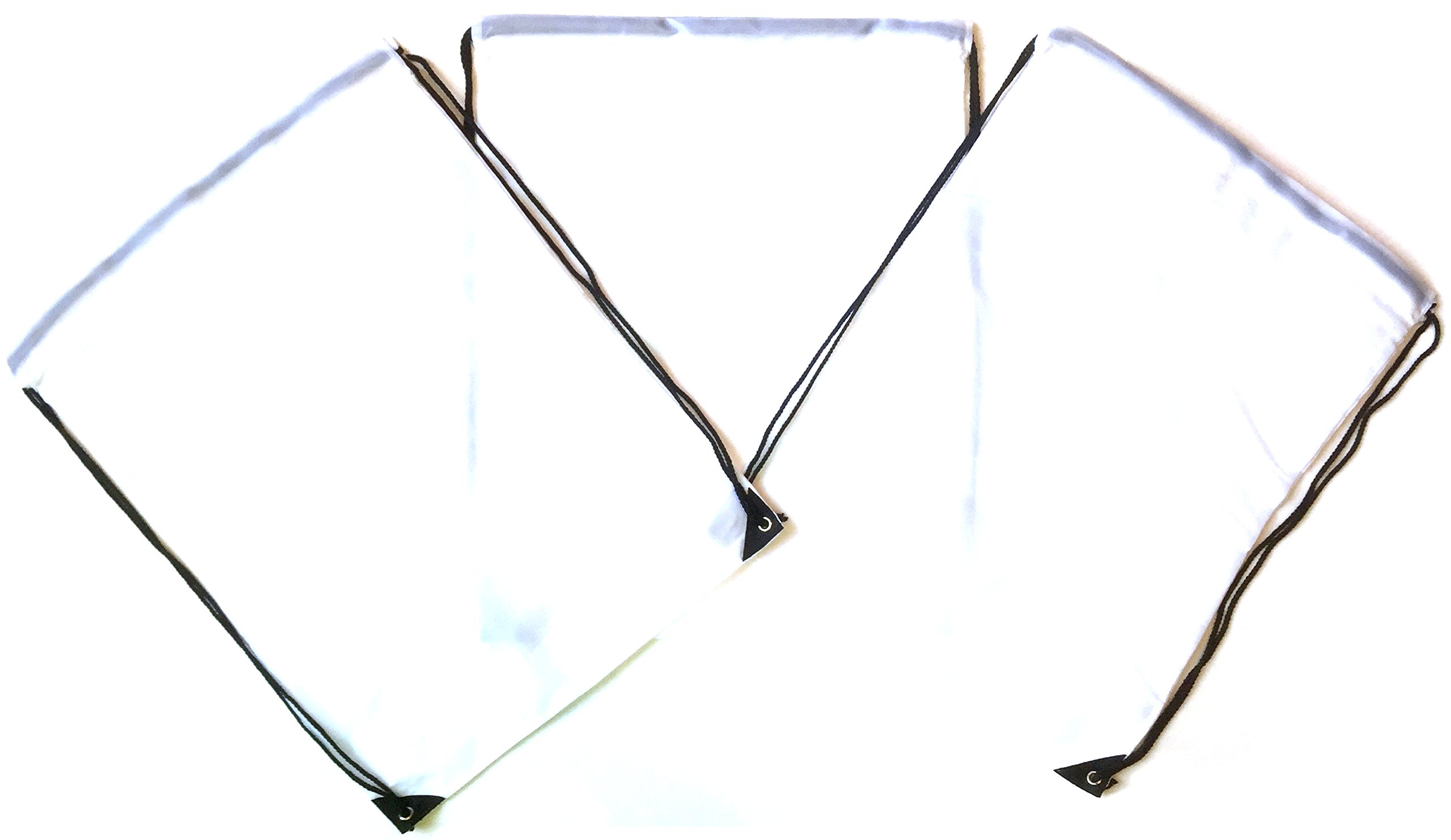 TheAwristocrat 3 Pack WHITE Nylon Drawstring Backpacks Sackpack Tote Cinch Gym Bag - Select from a Variety of Colors! (Regular, White)