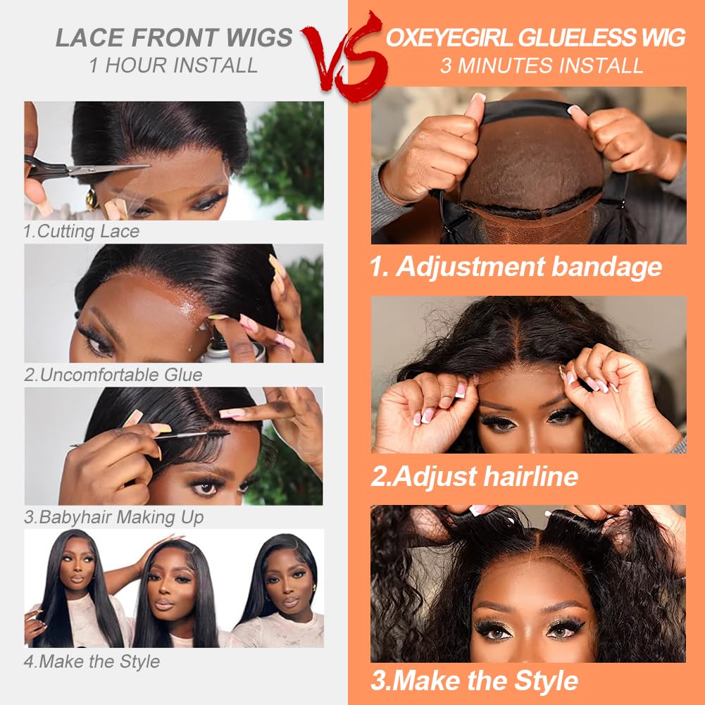 Oxeyegirl 20 Pouces 9x6 Kinky Curly Perruque Femme Naturelle Brésilien 180% Densité Perruque Cheveux Humain Afro Bouclée Sans Colle Deep Wave Glueless Wear and Go Wig Human Hair Pre Plucked Pre Cut