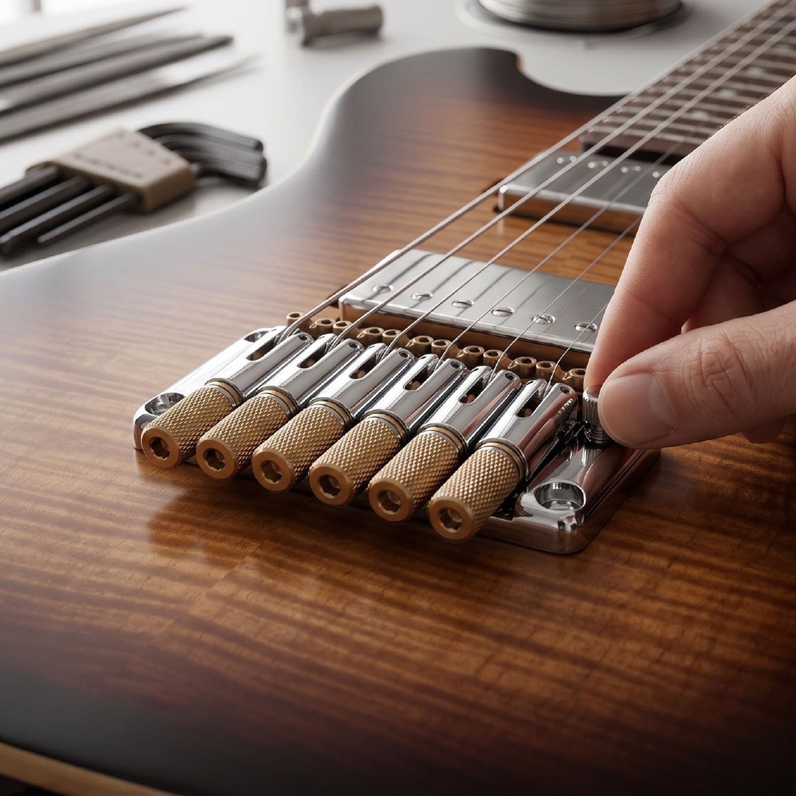 banapoy Puente de Guitarra sin Cabeza de 6 Cuerdas, Monturas Ajustables Puente de Guitarra Eléctrica sin Cabeza, de de Aleación para Eléctrica sin