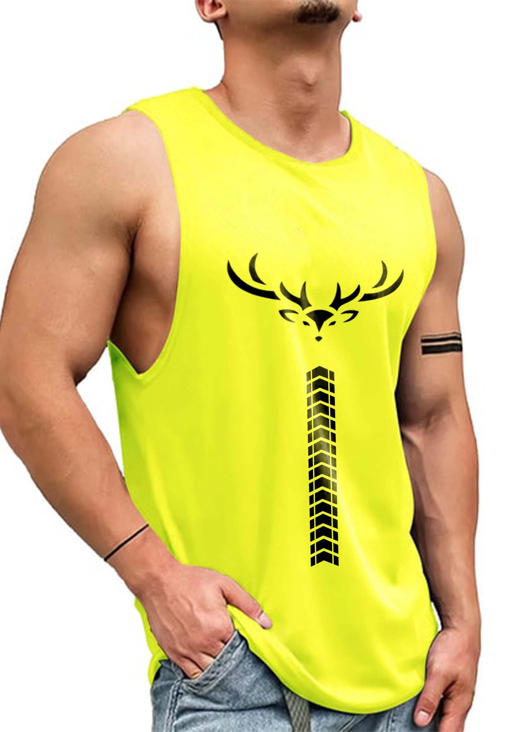 AUSK Vest for Men || Gym Sports Men Tshirt || Summer wear t-Shirt for Men (Color-Yellow) (B0D331LKX1) Amazon Price History, Amazon Price Tracker