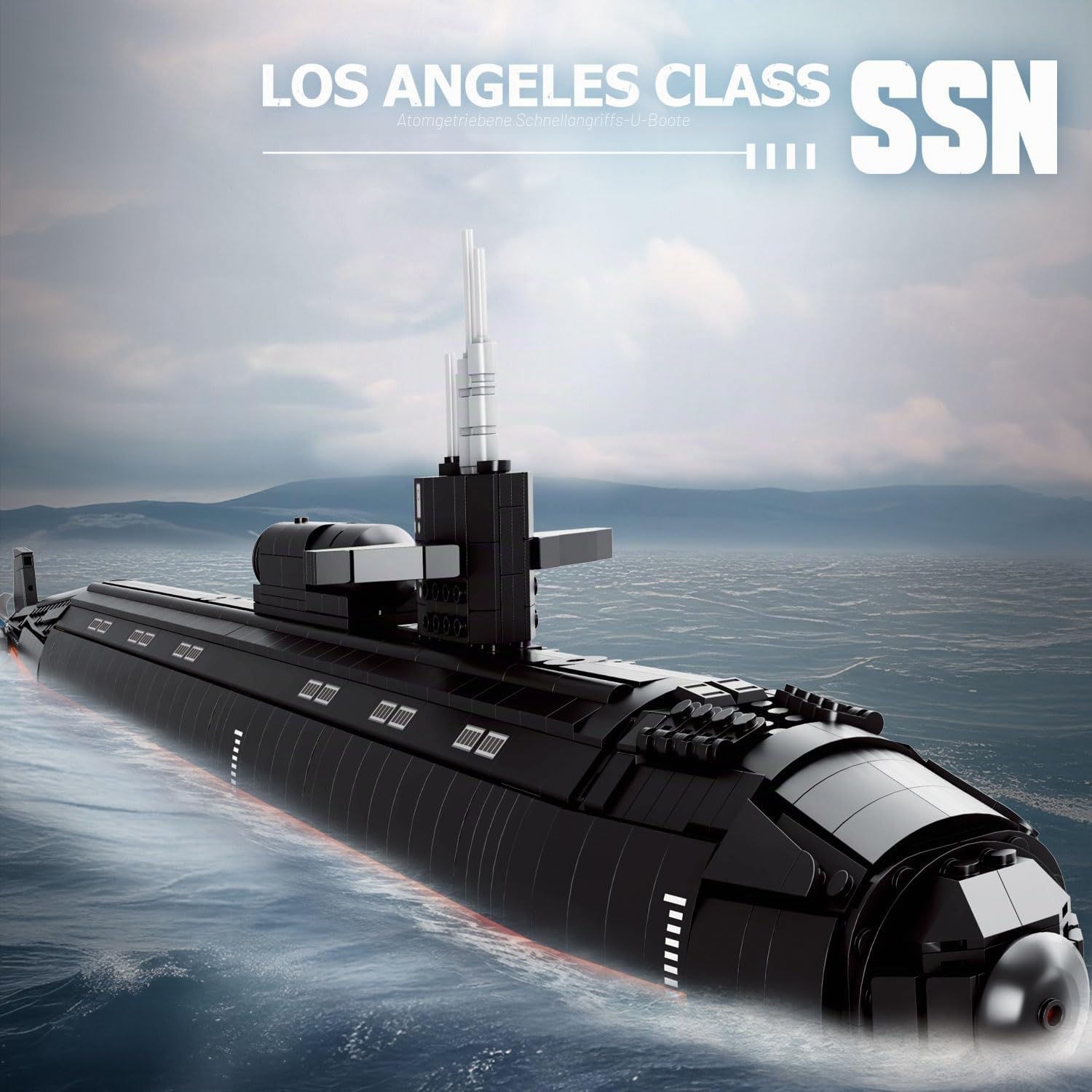 Reobrix 33049 Los Angeles-Klasse SSN U-Boote Bausteine Bricks, 2988 PCS Klemmbausteine Schiff Modell Bausätze, 1:125 Militär Battleship Bausteine Set, Spielzeug Geschenke für Teens 14+