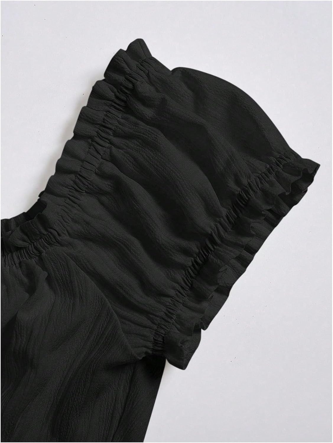 SOLY HUX Women's Frill Trim Button Down Shirts Tie Front Puff Sleeve Ruffle Blouse Tops