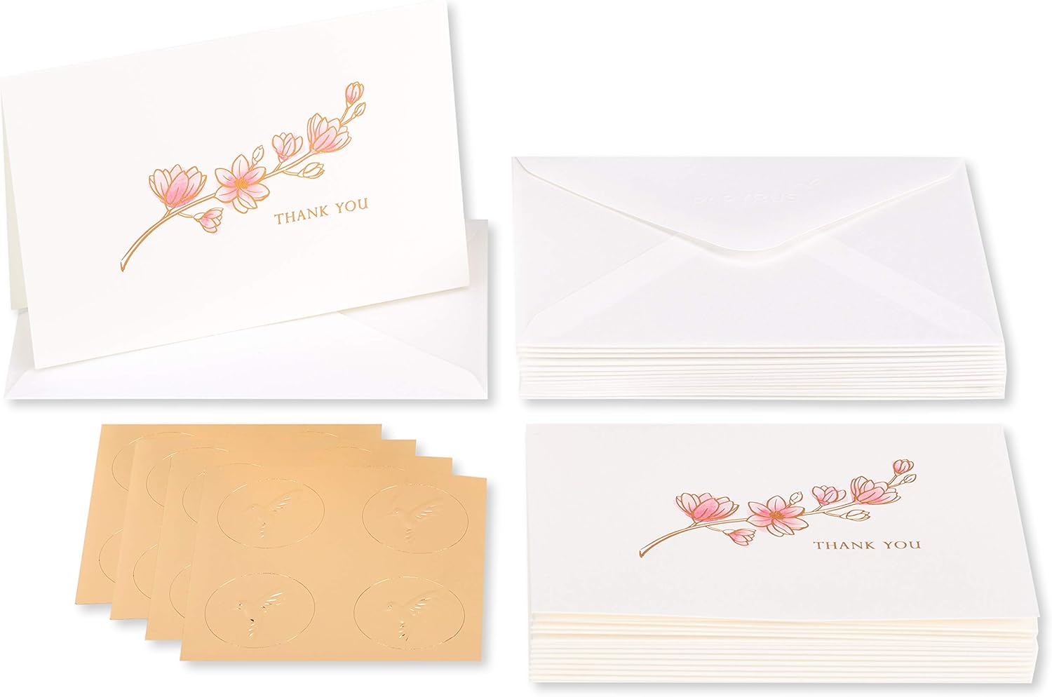 Papyrus Thank You Cards with Envelopes, Magnolia (16-Count) : Office Products