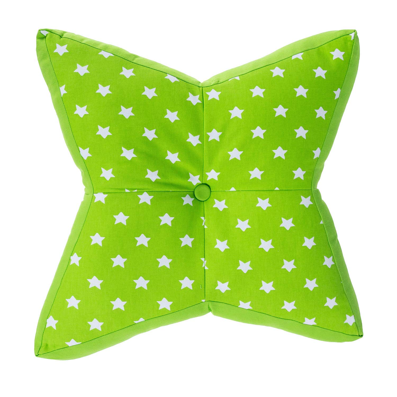 HOMESCAPES Green Star Floor Cushion Large Decorative Children’s & Garden Seat Pad with Star Pattern, Pre-Filled 100% Cotton Indoor and Outdoor Cushion, 48cm