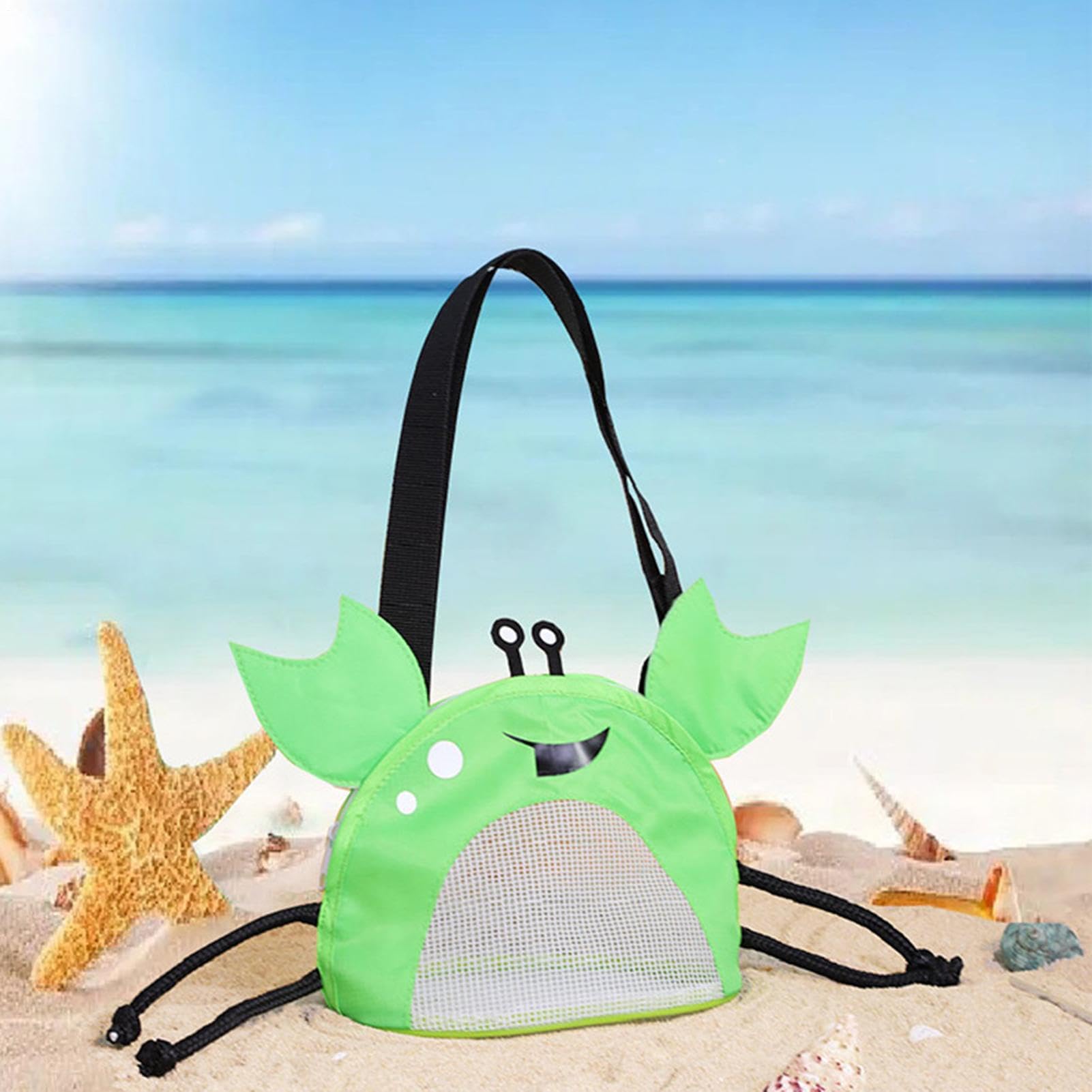 Borsa A Rete Porta Giocattoli Da Spiaggia A Forma Di Granchio Per Raccolta | Borsa da Spiaggia in Rete con Cinghie Regolabili Per Campeggio Picnic Viaggi Vacanze Lago Piscina
