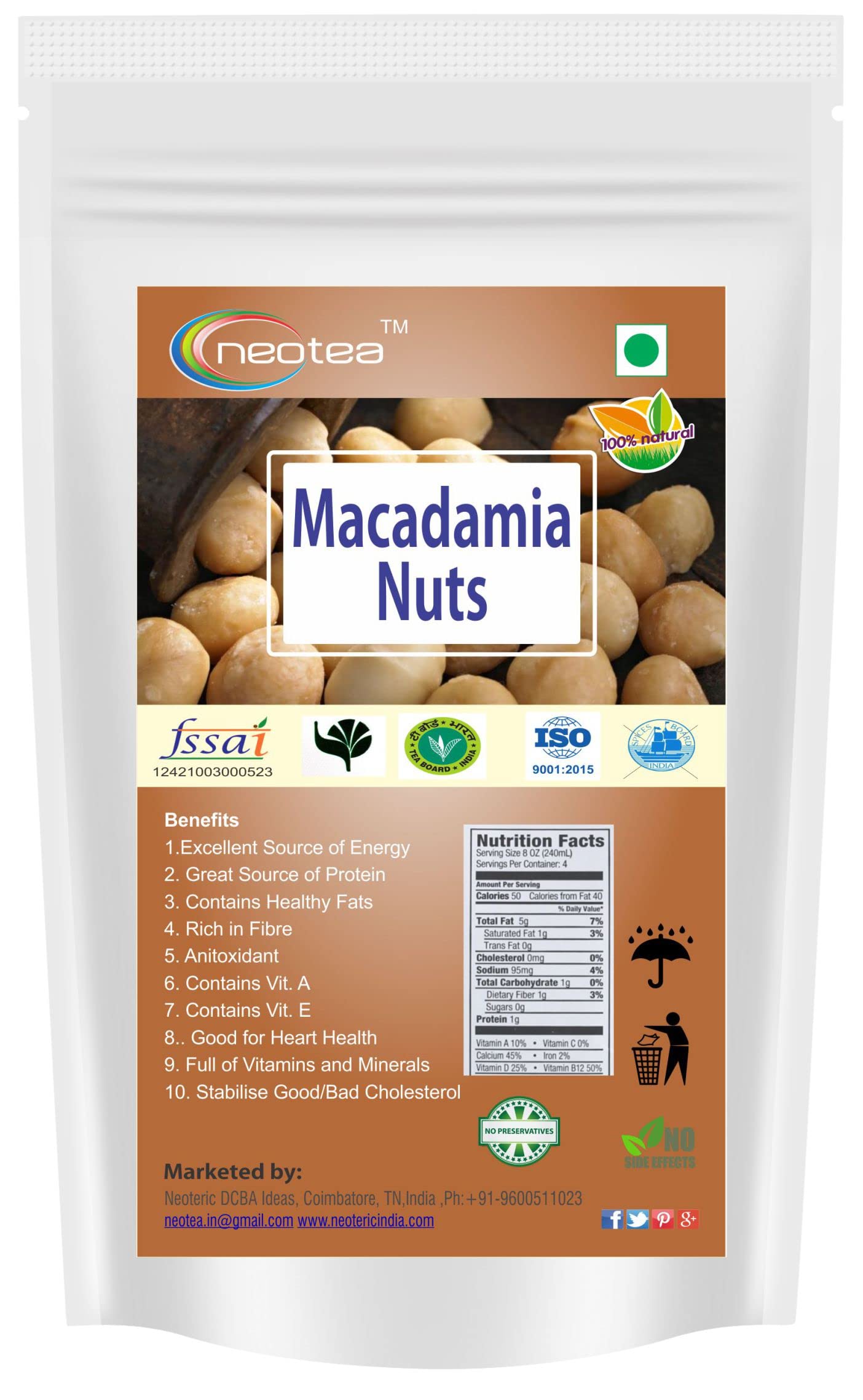 Neotea Macadamia Nuts Boosts Immunity and Improves All Natural No Added Preservatives 100 gm-image-40