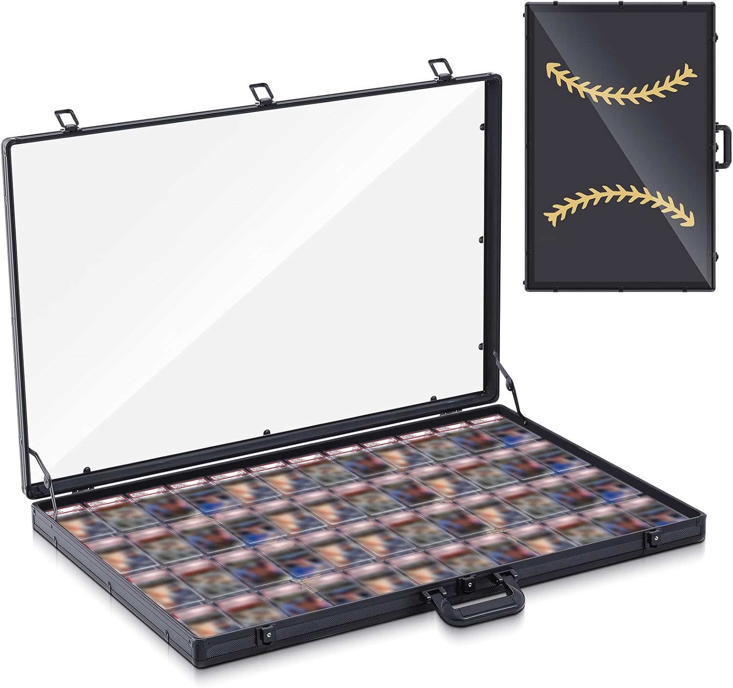 Trade Show Display Case Table Top Portable Aluminum Sports Card Display Case Frame with Clear Acrylic Showcase with Locks for Jewelry Craft Collector Shows