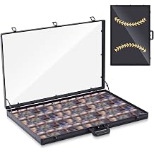 Trade Show Display Case Table Top Portable Aluminum Sports Card Display Case Frame with Clear Acrylic Showcase with Locks for Jewelry Craft Collector ShowsBlack,34"x22",Baseball