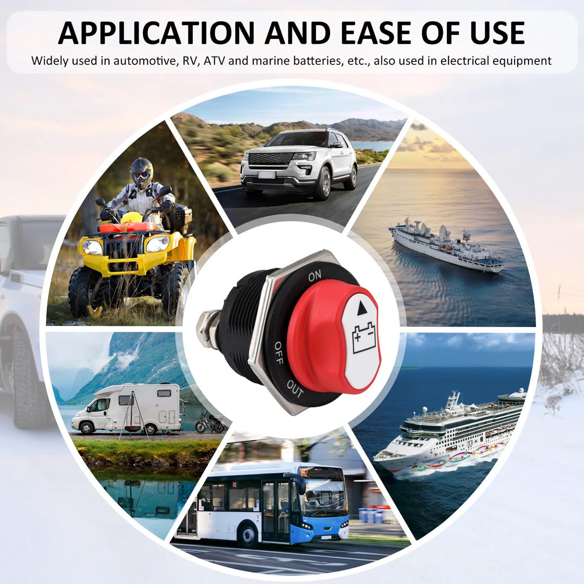 Greluma 1 PC Interruttore staccabatteria per auto da 200 A,interruttore isolatore principale per batteria da 12V-24V,interruttori ON-OFF per batteria per barche marine,caravan,veicoli,moto,autobus