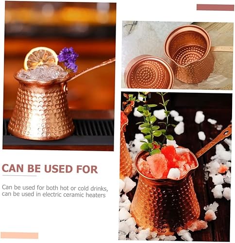 Miniatura 8 de Juego de ollas de café turco vintage de 10.8 fl oz, olla multifunción para té y leche, fabricante de aluminio con cobre