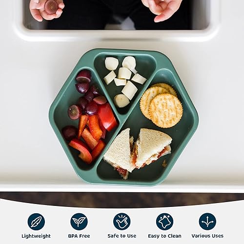 Miniatura 7 de Tiny Twinkle Plato de succión de silicona para bebé, plato dividido con agarre de succión para primeros alimentos y niños que se alimentan solos,