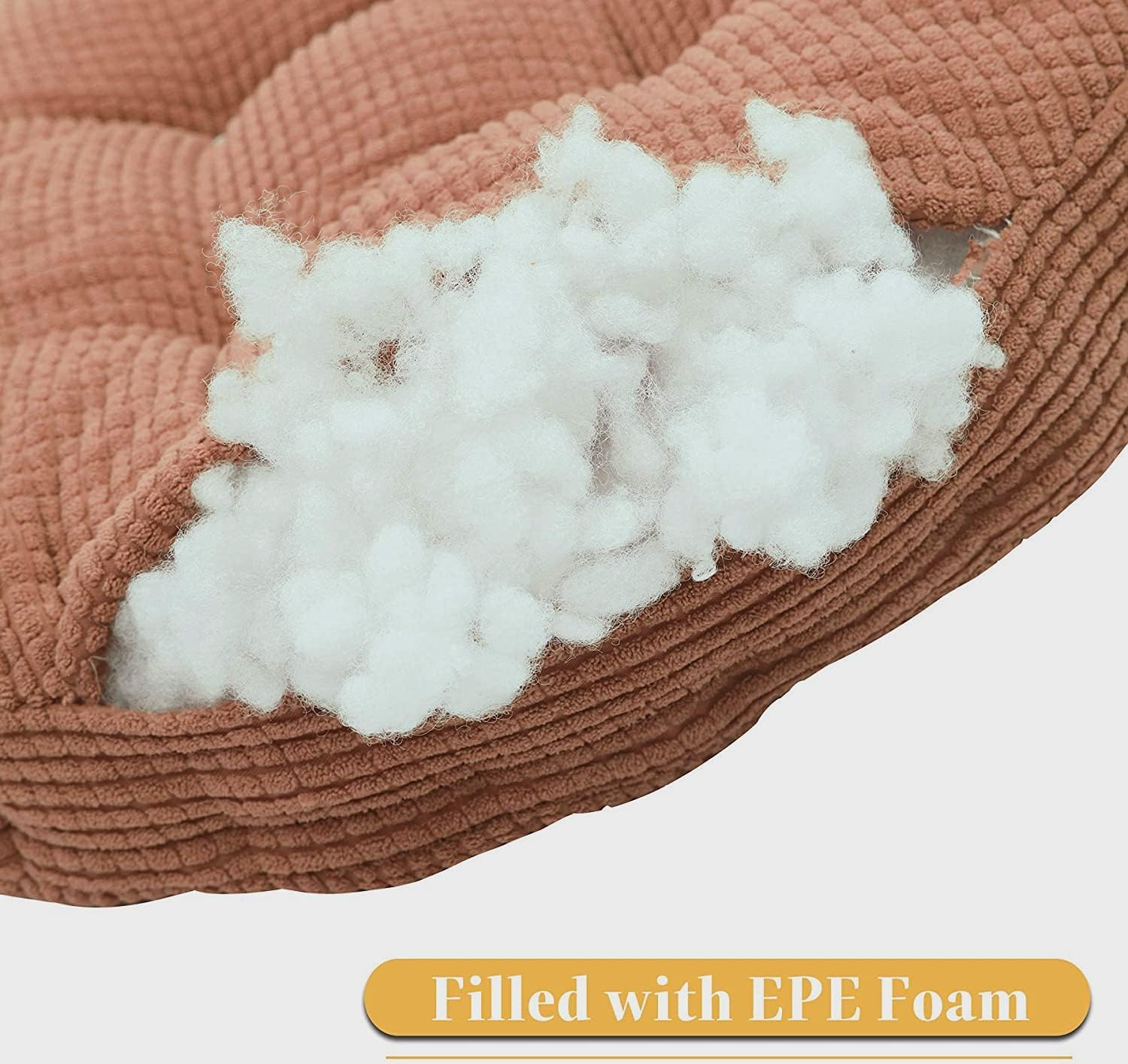 Brown Floor Pillow, Soft Round Seat Cushion (15" Dia.x 3.6'' H), Thicked Corduroy Chair Pad with EPE Foam, Indoor/Outdoor Floor Cushion, Tatami Seat Pad, Fits Dining Chairs, Office, Home, Dorm