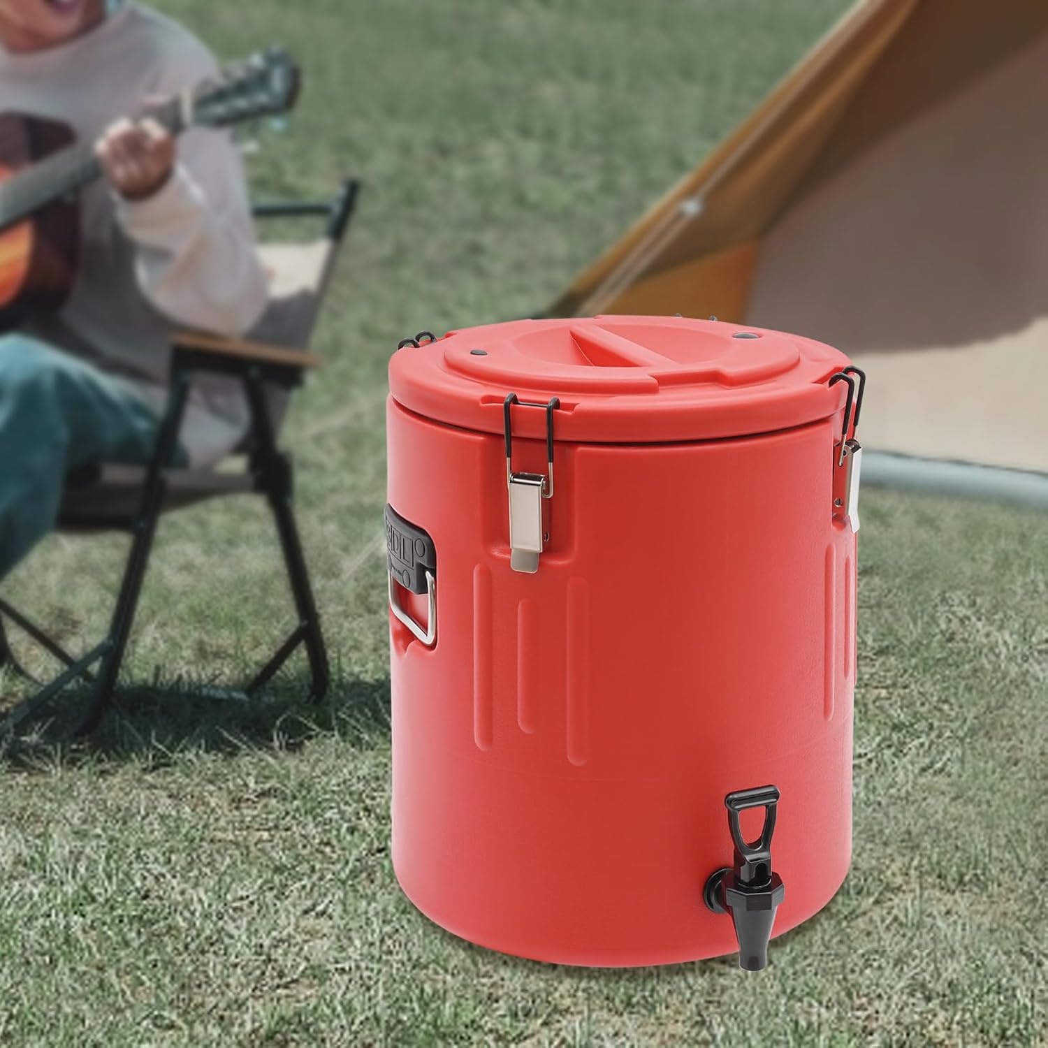 10.57 Gallon Insulated Beverage Cooler, 40L Water Dispenser, Water Jug Dispenser with Stainless Steel Interior and Spout, Portable Bucket Cooler for Camping, Parties, and Outdoors, Red