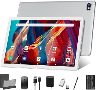 10.1" Tablet 128+1TB Memory 2 in 1 Android Tablet Expansion Tablet with Keyboard Case Mouse 5G Dual WiFi GPS Octa Core HD Price In India
