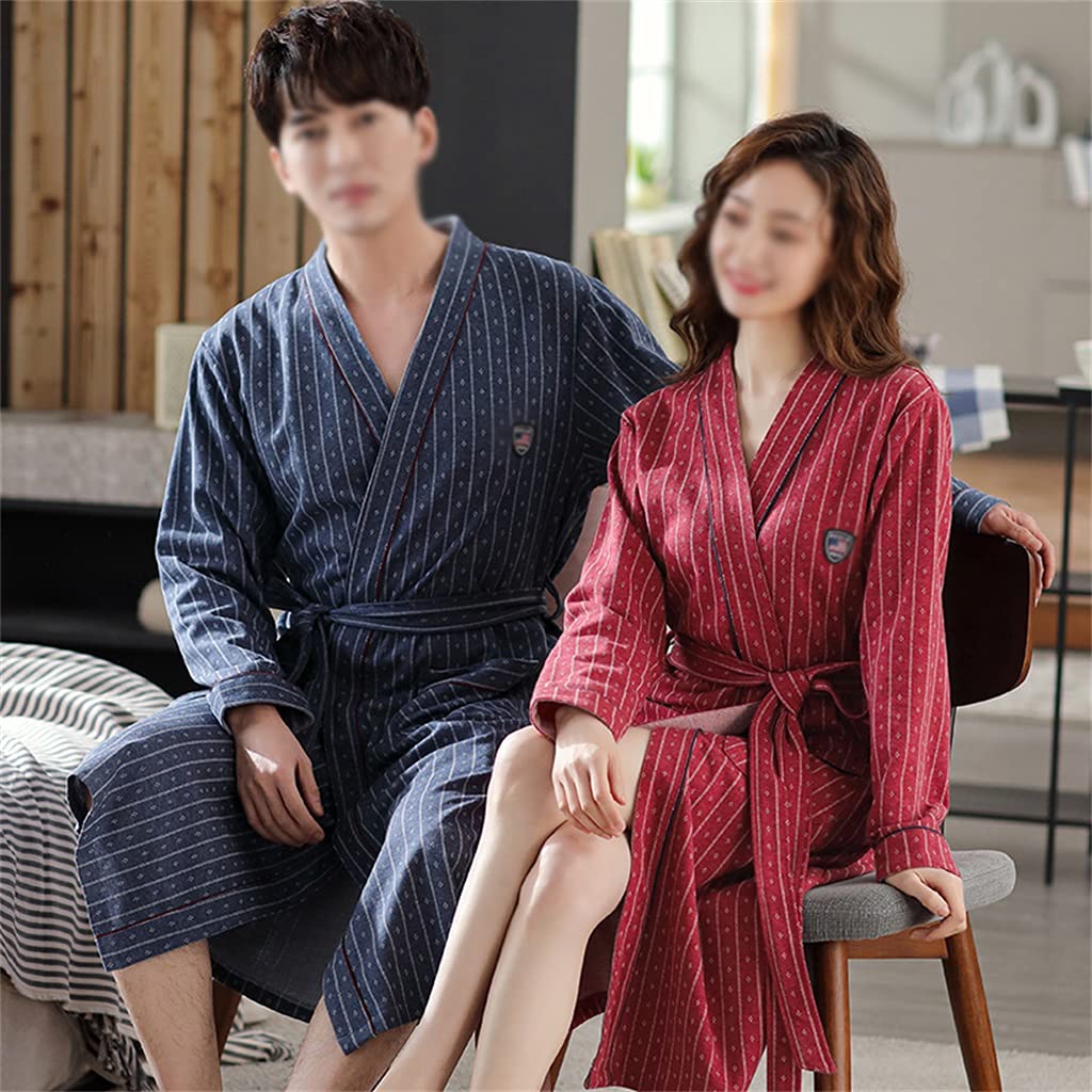 Bathrobe Men's Casual Comfortable Robe Loose Bathrobe Pajamas Home Wear Can Be Worn Outside(XL code)