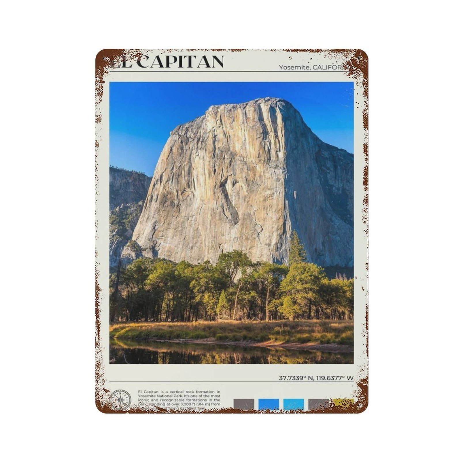 xiaoxiaoshen Real Photo El Capitan Yosemite Decor Wall Decor Art Metal Tin Poster Modern Home Decor Art Home Bar Shop Decorations Vintage Sign 40x30cm