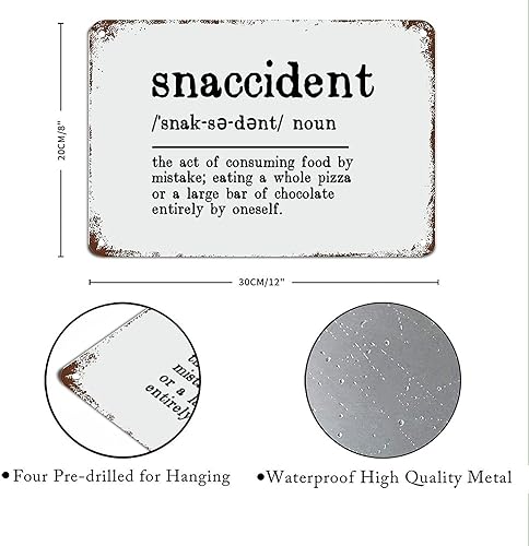 Miniatura 3 de Snaccident - Letrero de metal con definición de accidente de refrigerio, vintage, divertido, para cafetería, bar, garaje, hombre, cueva, patio,