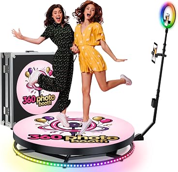 360 Photo Booth Machine 31.5  with Flight Case, Logo Customisation, App Remote Control, Automatic 80cm 360 Spin for 3-4 People, 360 Photo Booth Suitable for Parties, Weddings, Rentals