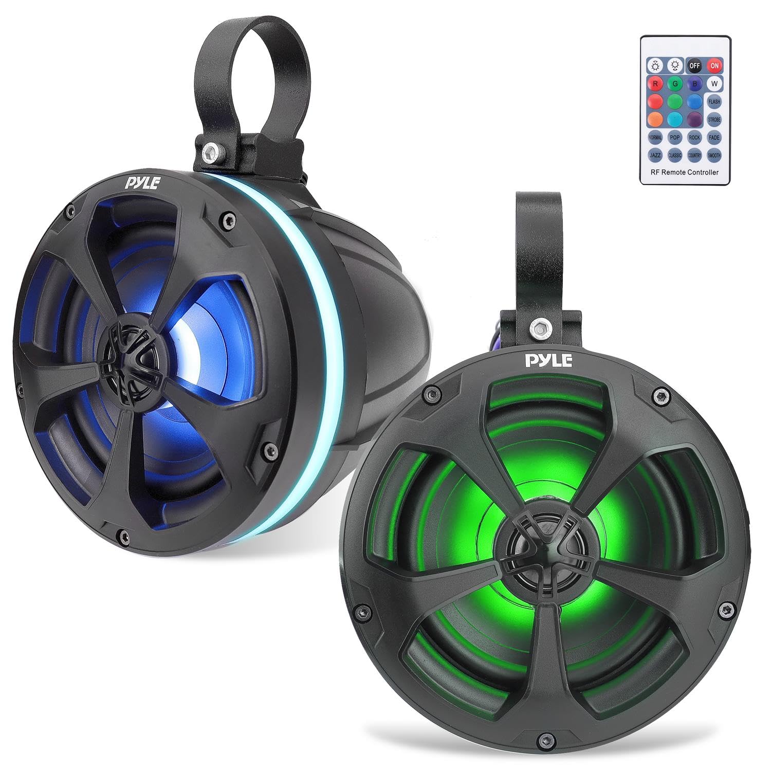 2-Way Waterproof Off Road Speakers - 5.25" 1000W Active Passive Marine Grade Wakeboard Tower Speakers System w/RGB Light, Full Range Outdoor Stereo Speaker for ATV/UTV Jeep Boat - Pyle PLUTV55BTR-image-28
