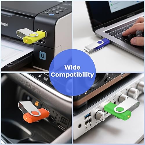 Miniatura 7 de ABLAZE - Unidad flash USB de 16 GB, paquete de 10 unidades de memoria USB 2.0 con cordones, unidades de pulgar giratorias, disco U a granel de 16 GB