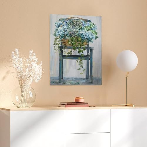 Miniatura 6 de Pósteres de pintura de hortensias azules, decoración de pared de flores para patio, cocina, lienzo artístico, cuadro moderno, oficina, familia,