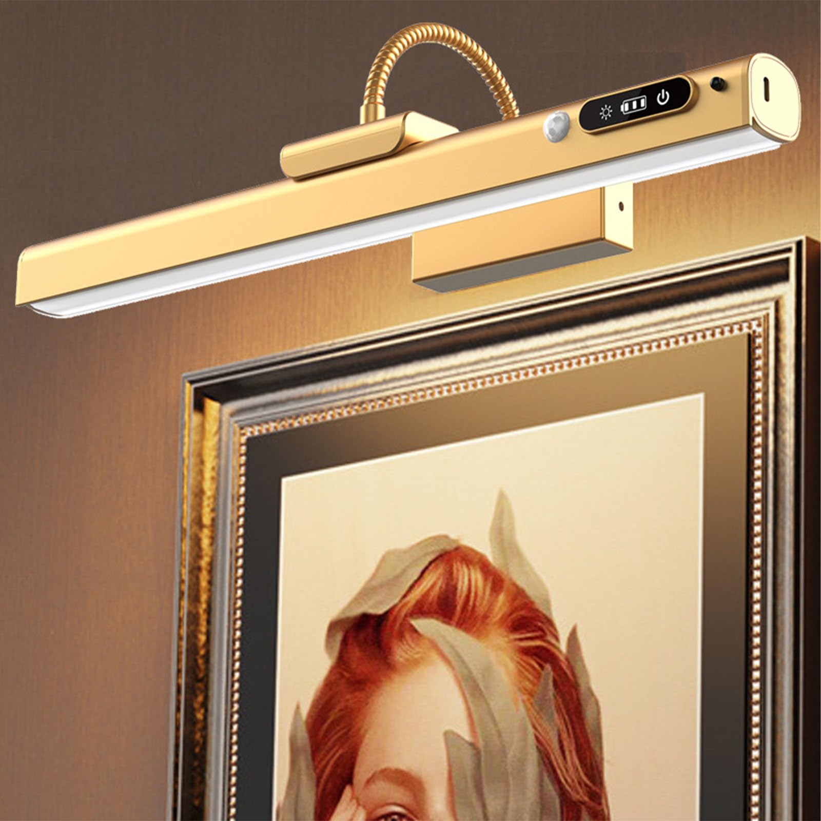 Lampada da Parete Ricaricabile Sensore Movimento Illuminazione per Immagini con Telecomando Dimmerabile Applique da Parete Magnetica Camera da Letto Soggiorno Corridoio (Nero)