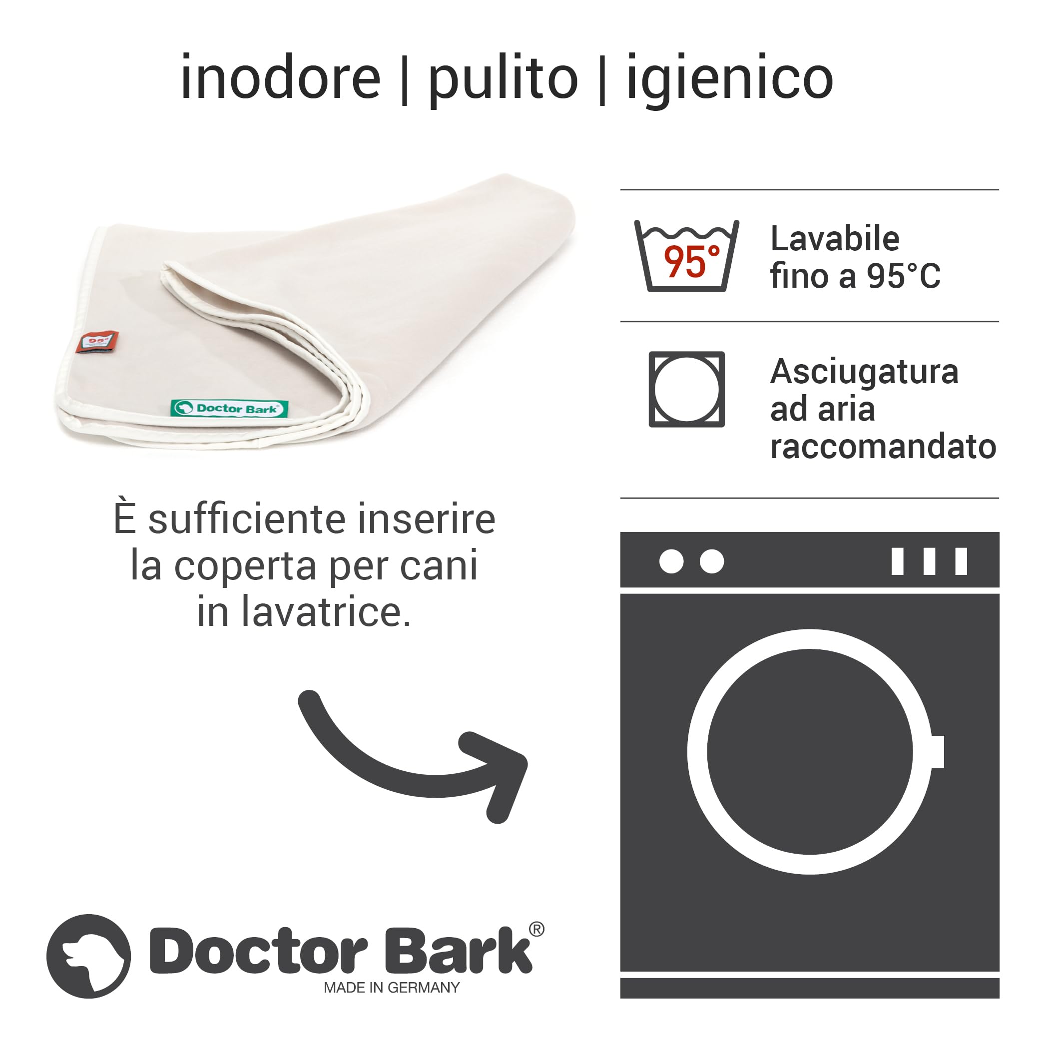 Doctor Bark Morbida coperta per cani lavabile fino a 95°C, morbida coperta in pile igienica, per divano e cuccia, morbida coperta per animali domestici – Made in Germany (lunghezza – 120 x 90 cm)
