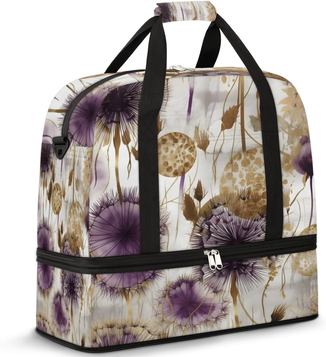 QsirBC Plant Fun Pattern Gym Bag for Women Duffle Tote with Shoes Compartment Men Weekender Duffel for Dance Travel Sports Swimming Overnight