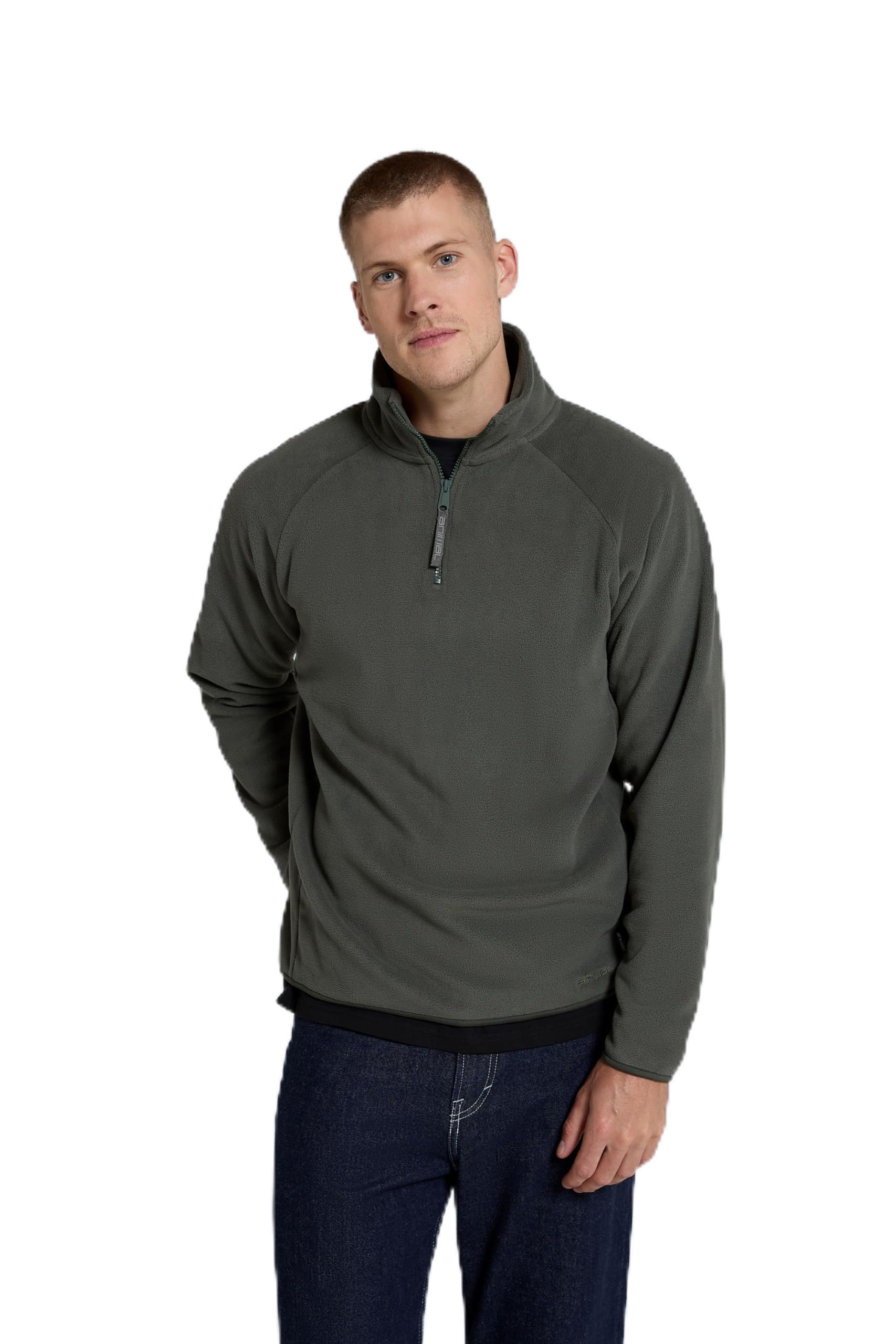 Animal Men's Dark Khaki Stockholm Half-Zip Fleece - Warm & Cosy Sweatshirt, Soft & Breathable Fabric - Autumn Winter, Holiday, Walking, Hiking & Outdoors Xxl Plus