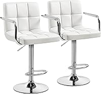 Vista 15 de Yaheetech - 4 taburetes de bar ajustables, taburetes de bar, taburetes de altura de mostrador, sillas de comedor giratorias hidráulicas de piel Negro