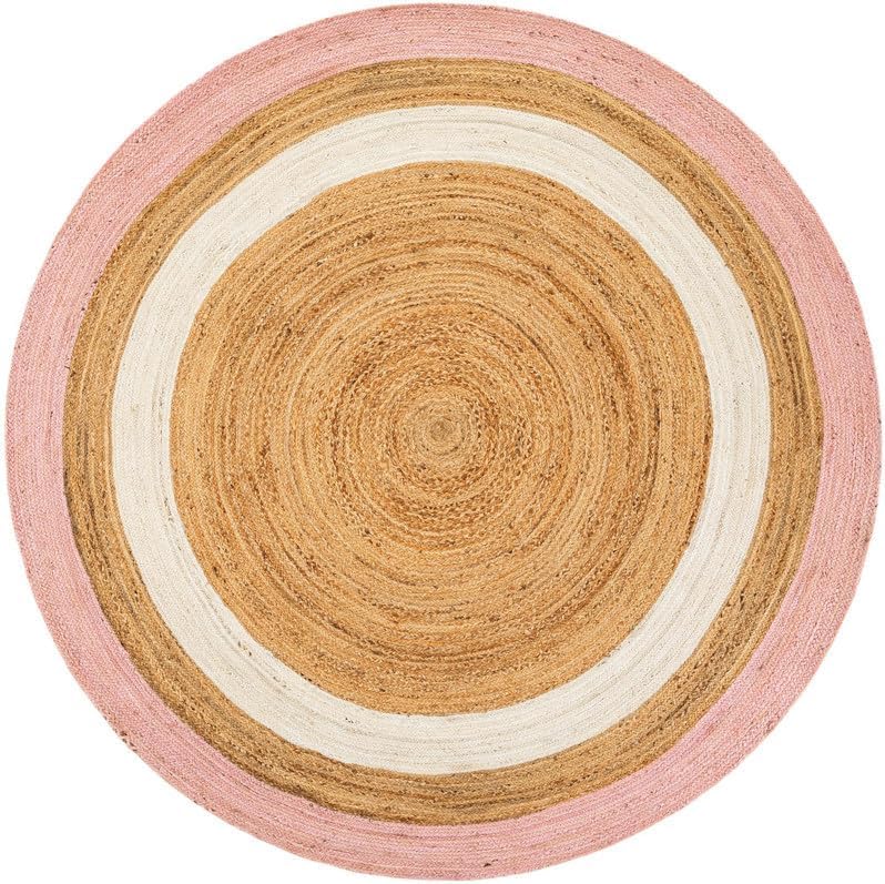 Tapis de table centrale en jute rond pour salon bohème