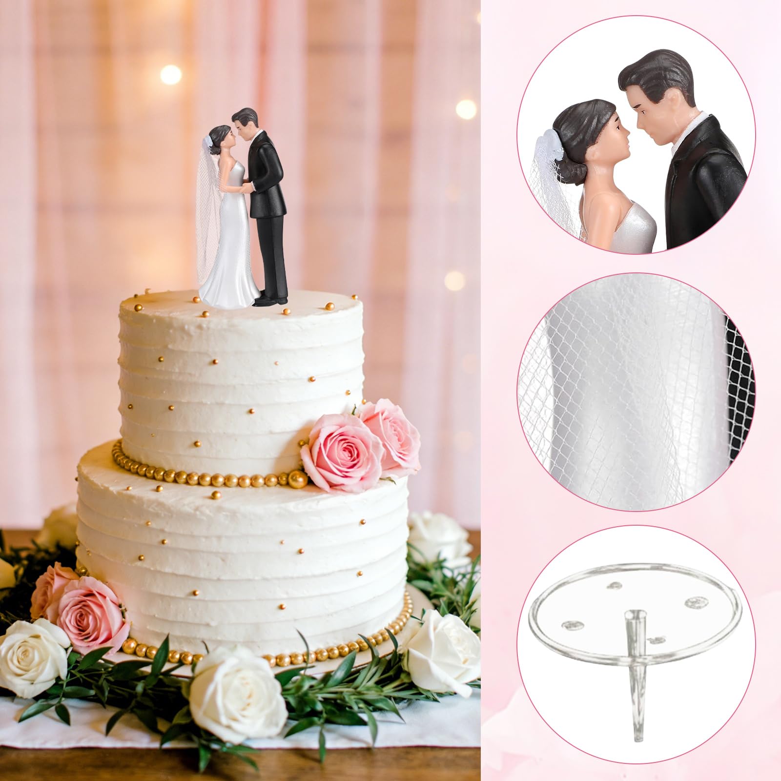 Sposini per Torta Matrimonio, Cake Topper Matrimonio, Statuine Sposi per Torta Nuziale, Base Adatta al Contatto Alimentare, per La Decorazione Della Torta, Decorazione Della Tavola
