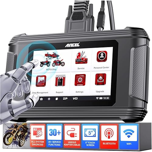 ANCEL MT500 PRO Motorcycle Scanner, Full-System OBD2 Diagnostic Tool with Quick Service Resets & Advanced Programming, Fits for Harley, Honda, Yamaha, Indian, Kawasaki, Suzuki, Polaris, BRP, Victory