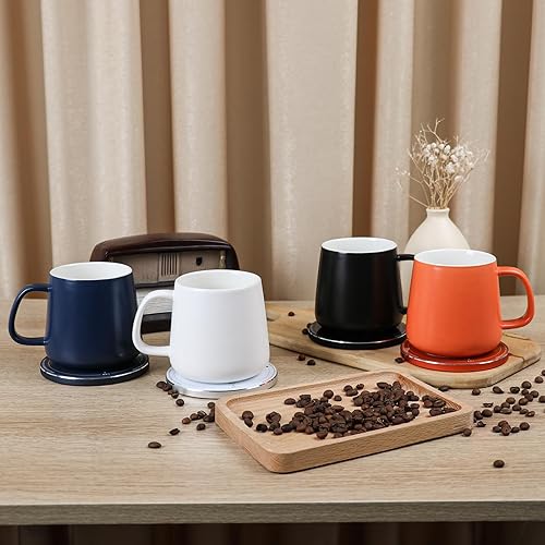 Miniatura 6 de APEKX Calentador de taza de carga inalámbrica regulación inteligente de temperatura a 131 F para comodidad en el hogar y la oficina, color negro