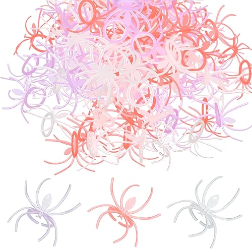 Miniatura 5 de 120 anillos de araña, anillos de Halloween para niños, decoración de cupcakes de araña de plástico a granel para niños, accesorios de disfraz de