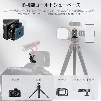 Triple Cold Shoe Mount with 1/4 Thread Aluminum Camera Hot Shoe Extension Bracket with 3 Ports Cold Shoe Mount for LED Video Light Monitor Microphone Camera Cage 62011