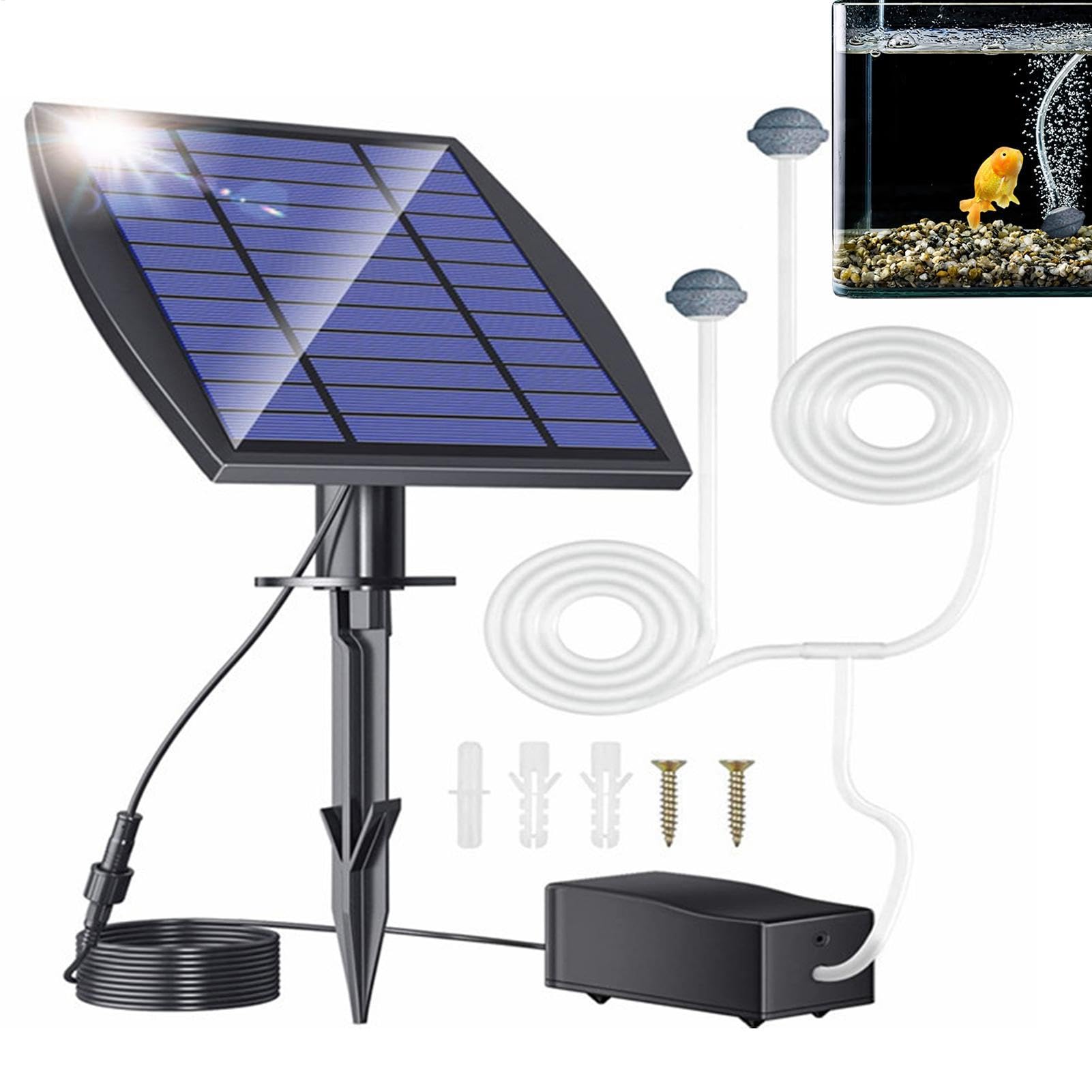 Aérateur de pompe à air pour bassin extérieur, pompe à oxygène solaire avec trois modes, oxygénateur silencieux pour aquarium pour hydroponiques pour la pêche large